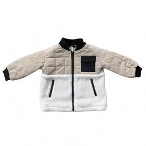 NEW BABYSPROUTS kids quilted sherpa jacket in cream